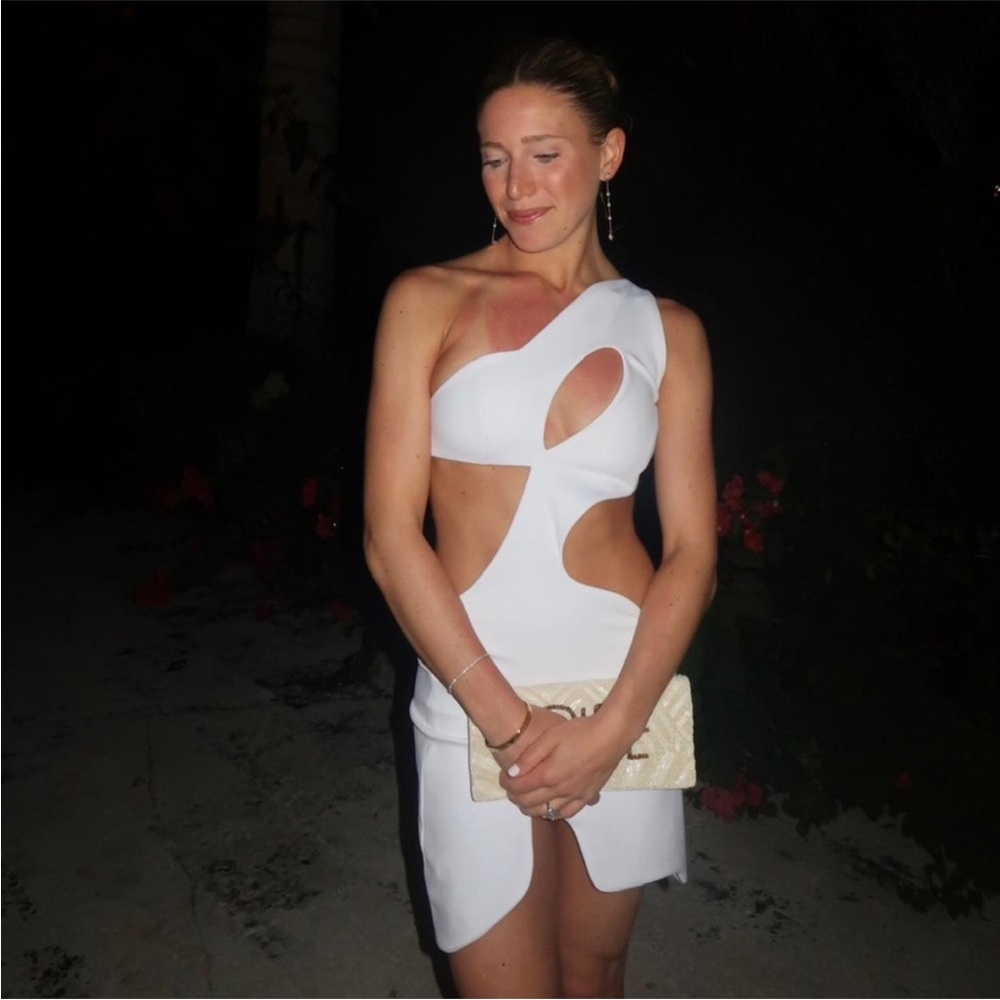 MOTHER OF ALL Swan Mini Dress in White $495 Revolve Cutout Mini Dress size XL